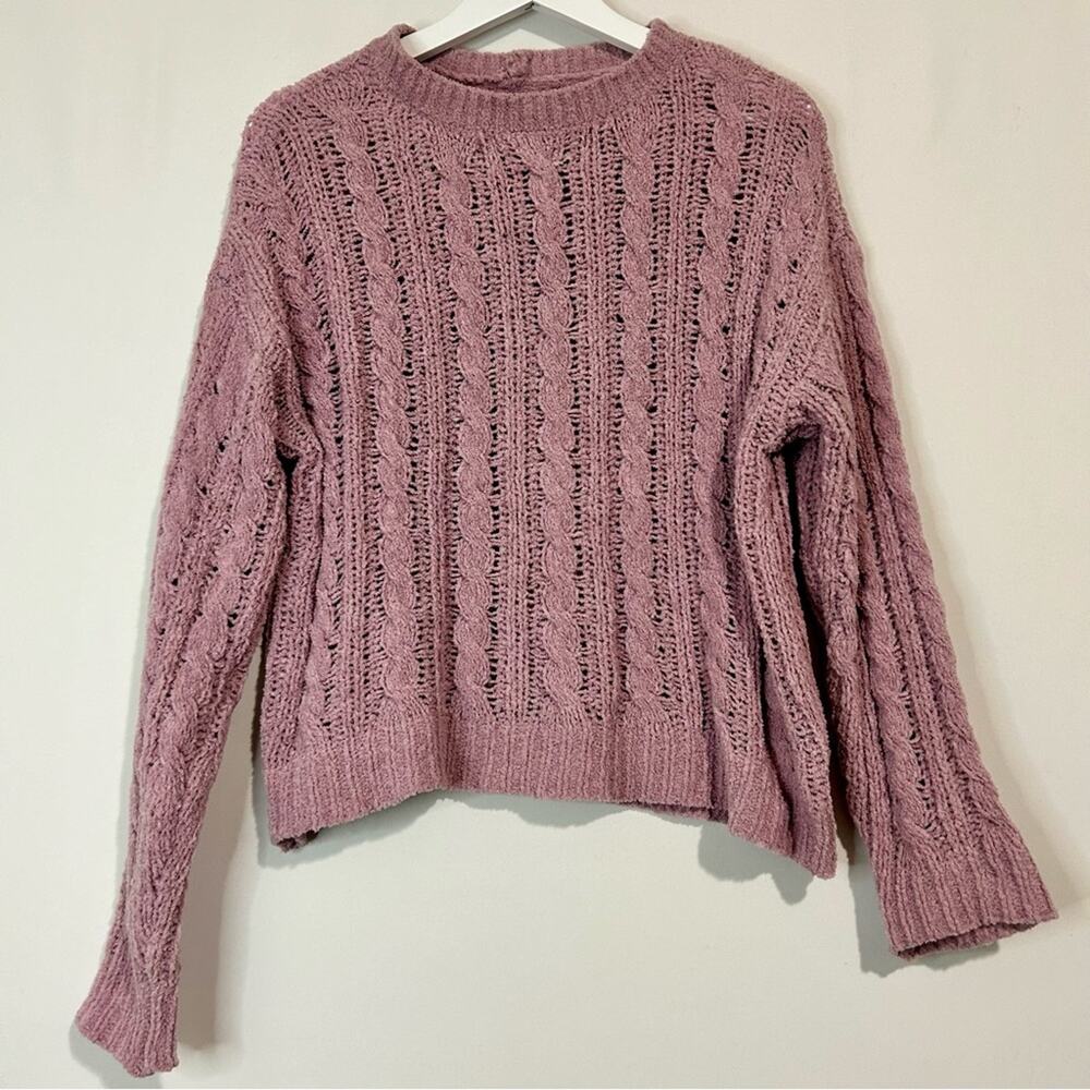 American Eagle Women’s Long Sleeve Loose Knit Pullover Sweater Dusty Pink Medium